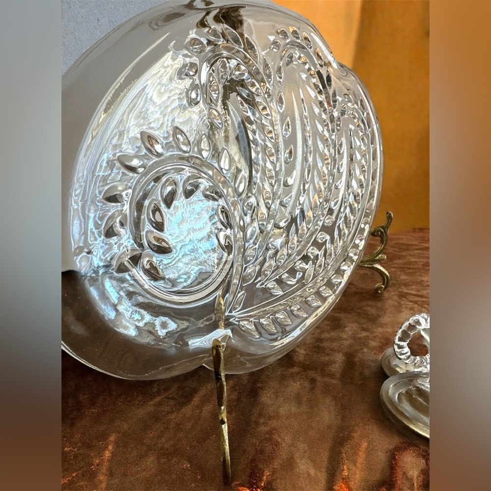 1950’s Vintage Federal Pressed Glass Hospitality Snack Tray Set with Glass Cup - Picture 4 of 5